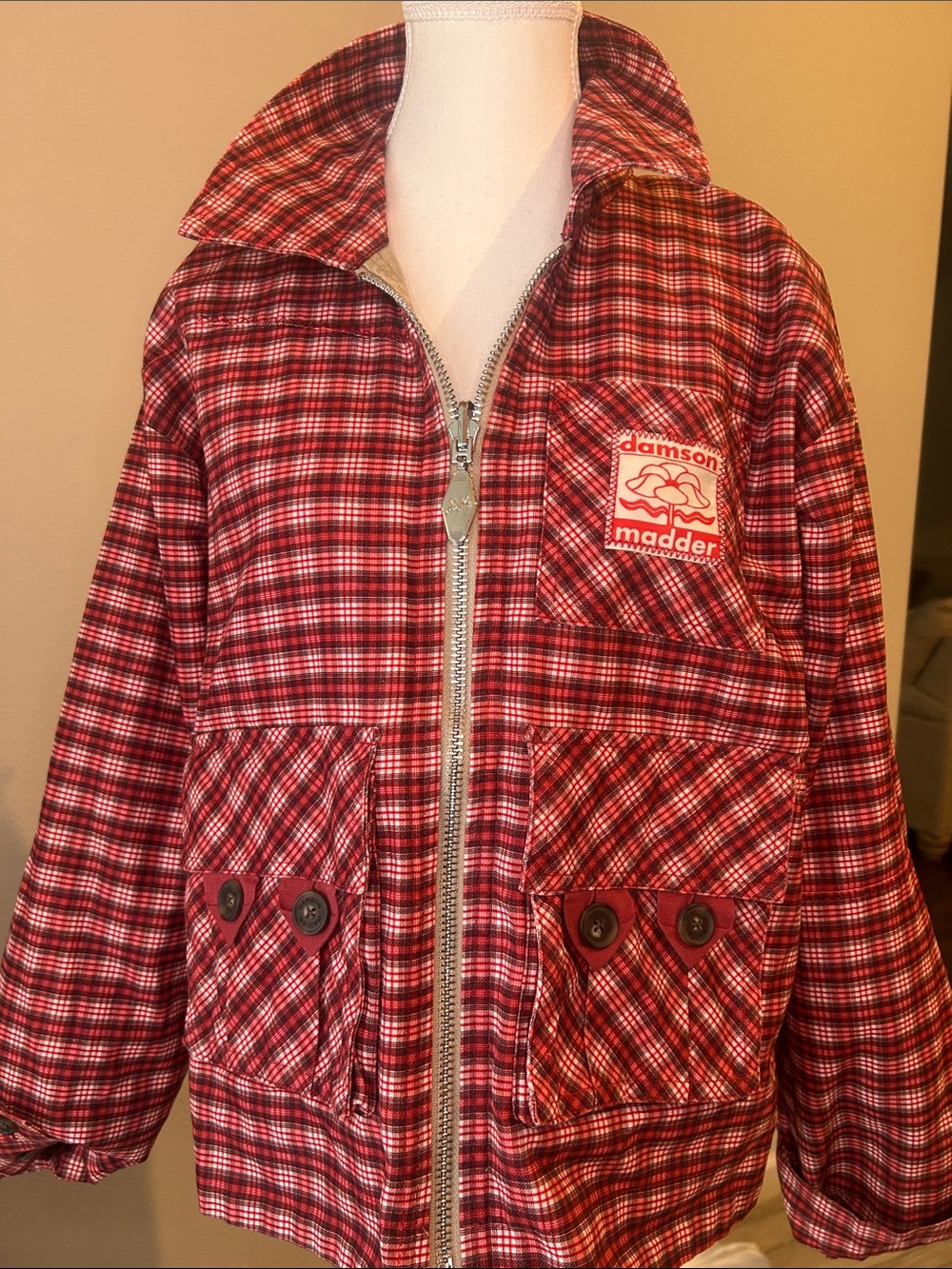 Anthropologie Damson Madder Marcelle Reversible Barn Jacket Plaid Khaki 8 NWT - Picture 12 of 15